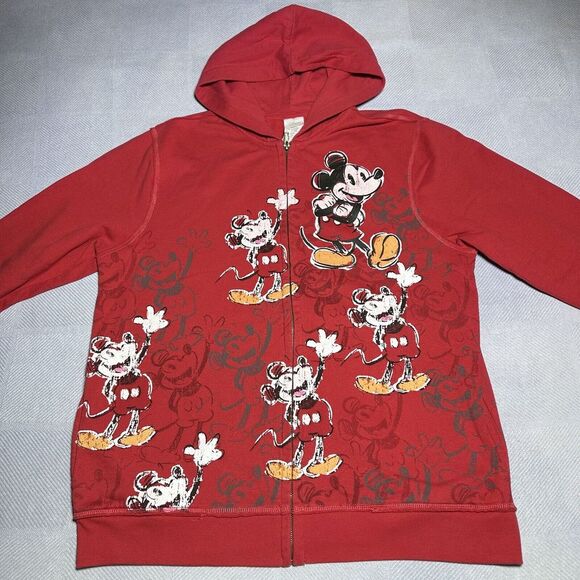 Disney Store Mickey Mouse All Over Print Red Pullover Hoodie Women's Size‎ XL - Picture 2 of 12